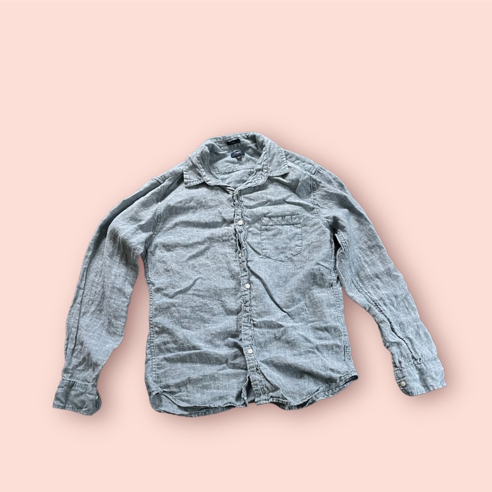 Large J. Crew Blue Linen button down